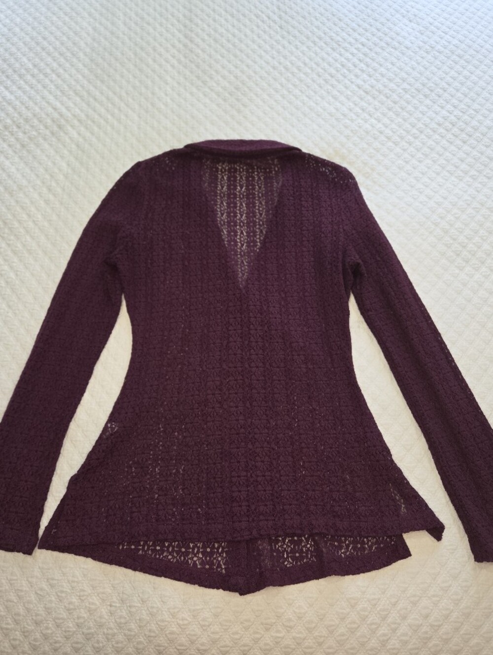 Natural Life Carina All Lace Top Eggplant Purple Button Up Blouse Size Large - Picture 5 of 13